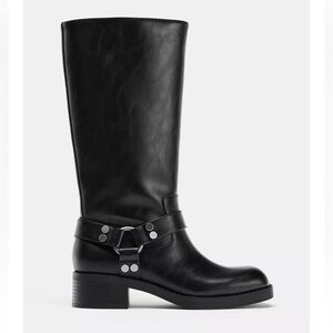 NWT Zara Black Biker Boots